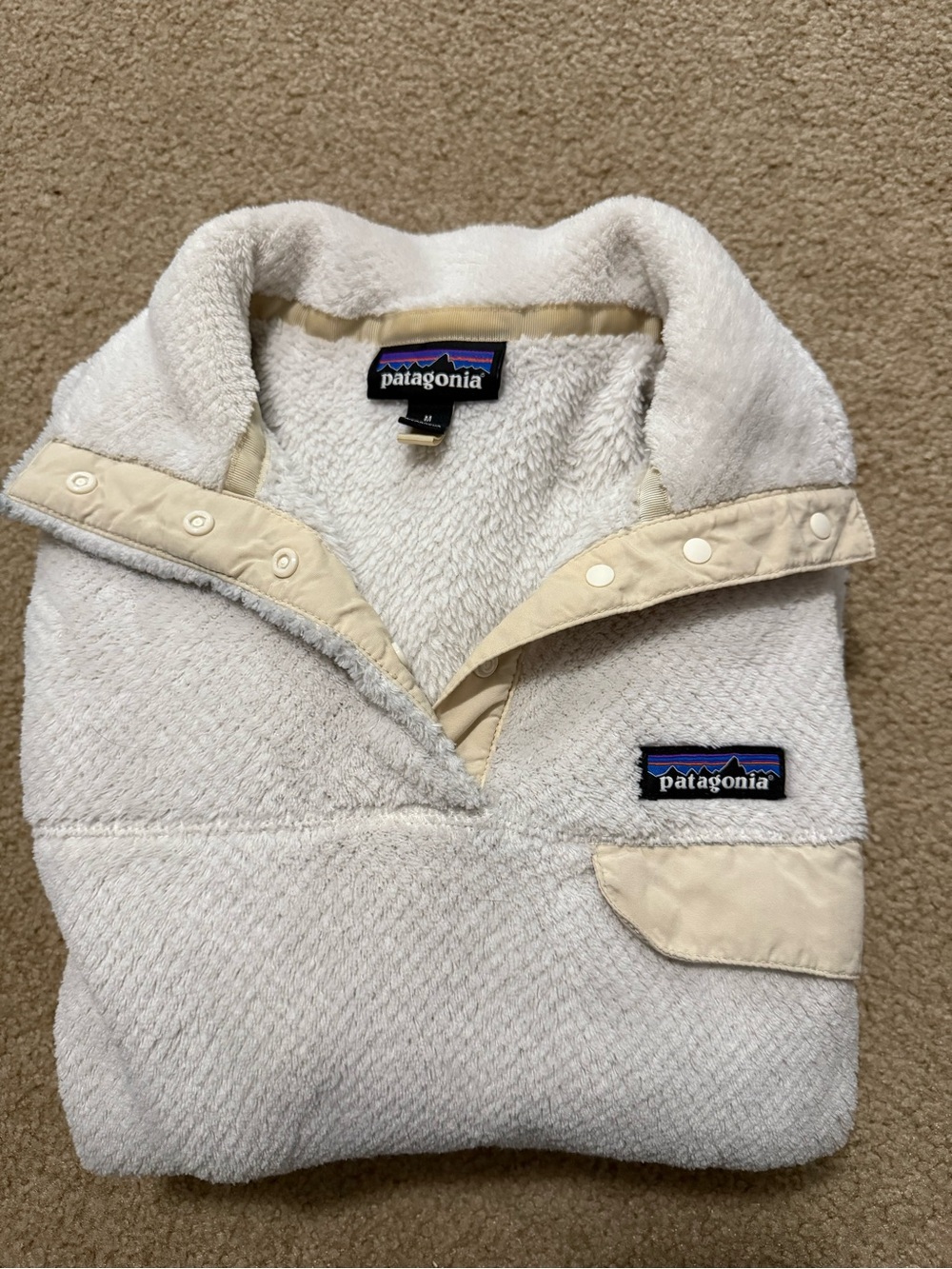 Patagonia Cream Sherpa Snap Pullover